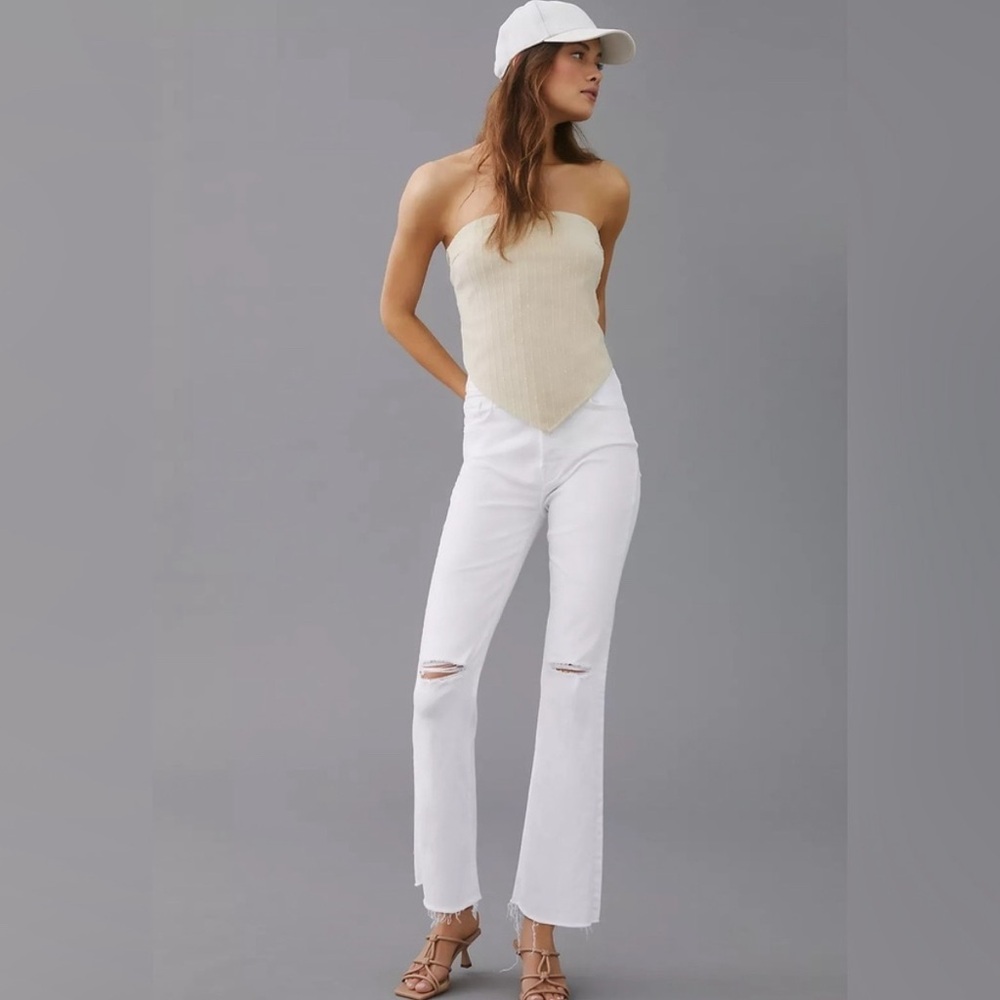 MOTHER White Distressed Jeans